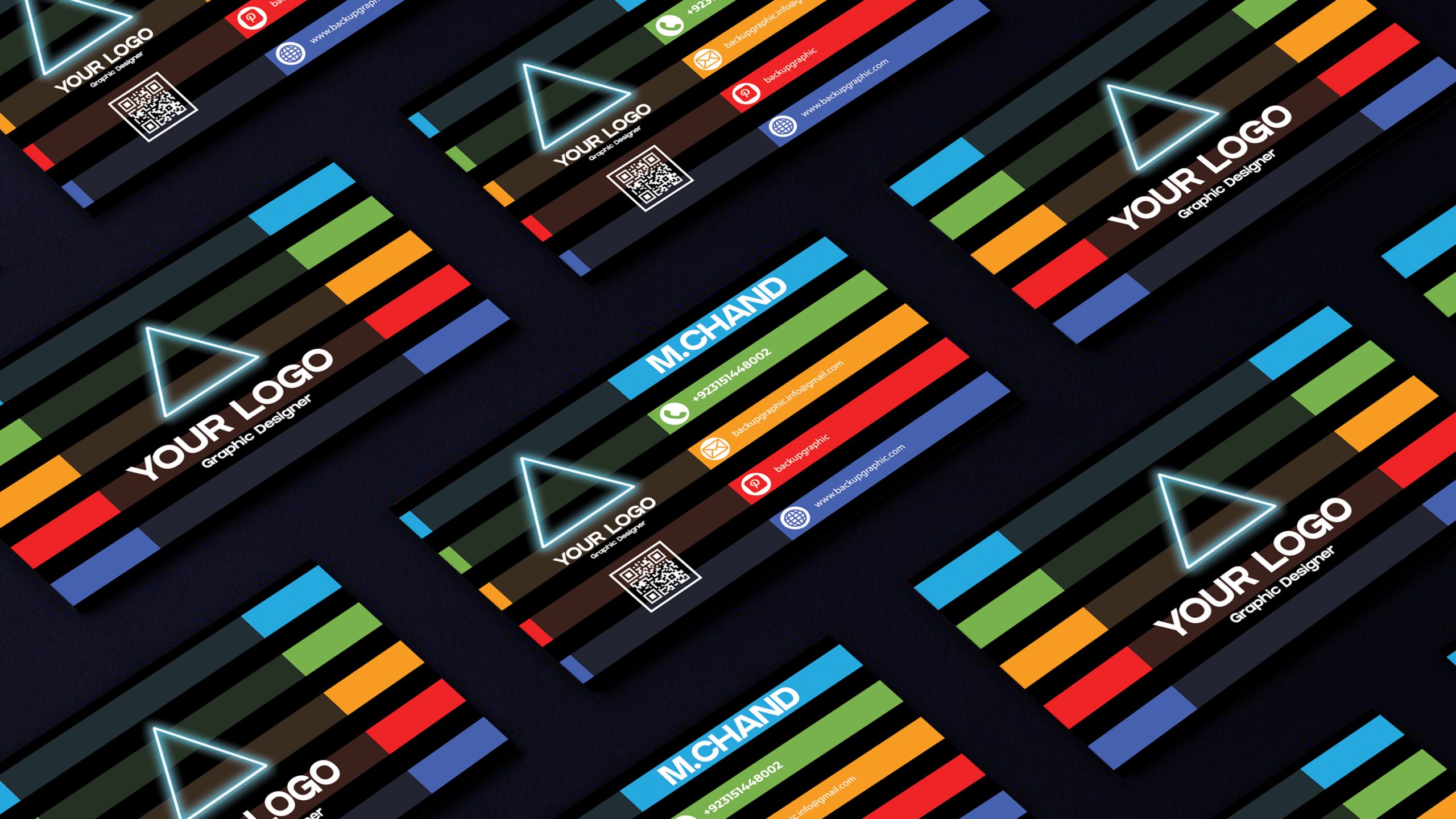 8 Free Business Card Template Design - Back Up Graphic