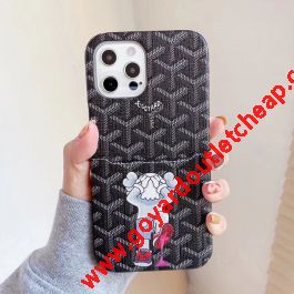 Goyard Goyardine Saint Louis X Kwas Leather Card Case iPhone Case Black