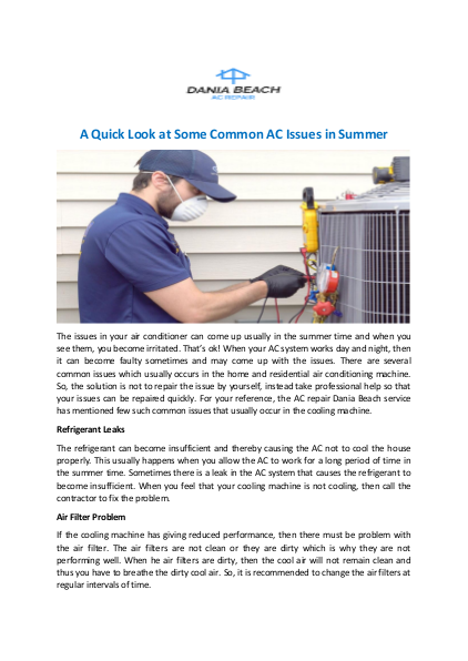 A Quick Look at Some Common AC Issues in Summer