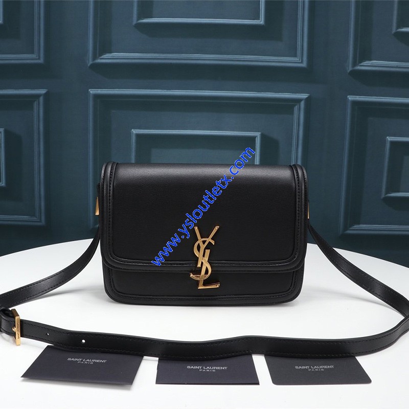 Saint Laurent Medium Solferino Satchel In Box Leather Black
