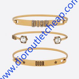 Diorevolution Bracelet Set Metal and White Crystals Gold