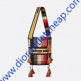Dior D-Bubble Bucket Bag Mesh Embroidery Multicolor