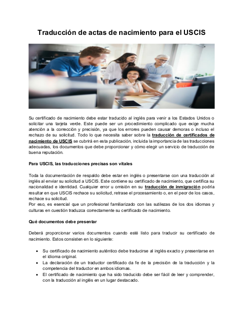 Traducción de actas de nacimiento para el USCIS