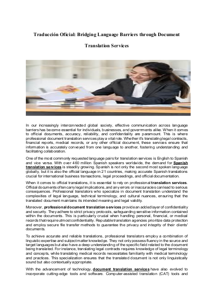 Traducción Oficial: Bridging Language Barriers through Document Translation Services