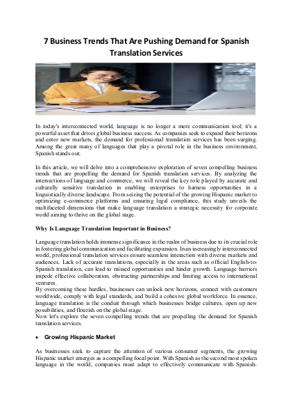 7 Business Trends That Are Pushing Demand for Spanish Translation Services