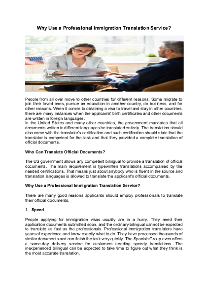 Why Use a Professional Immigration Translation Service?