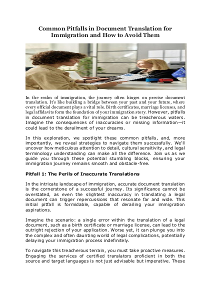 Common Pitfalls in Document Translation for Immigration and How to Avoid Them