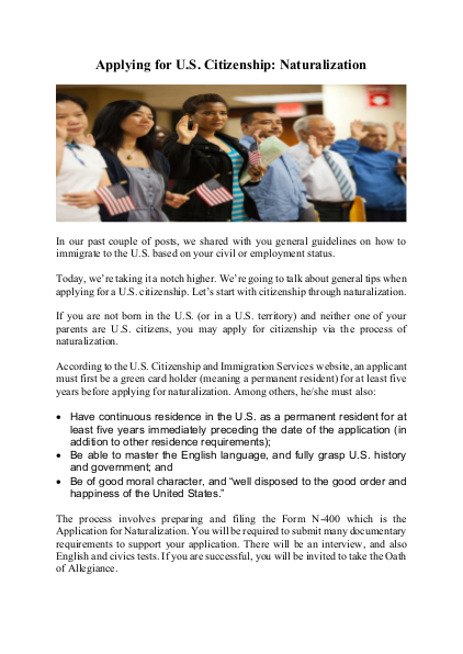 Applying for U.S. Citizenship: Naturalization