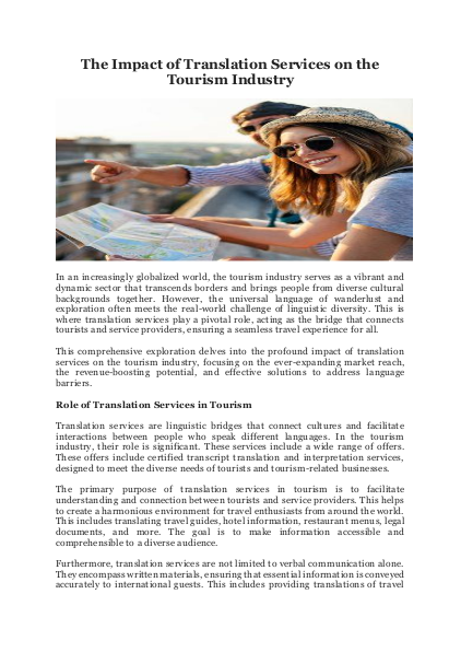 The Impact of Translation Services on the Tourism Industry