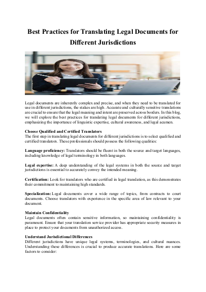 Best Practices for Translating Legal Documents for Different Jurisdictions