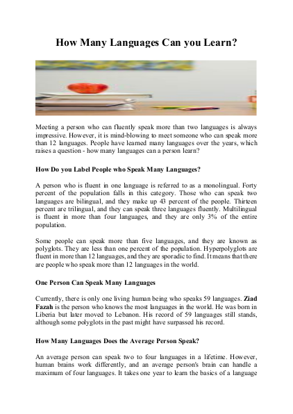 How Many Languages Can you Learn?