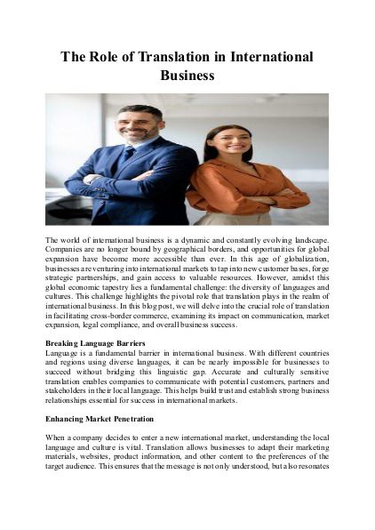 The Role of Translation in International Business