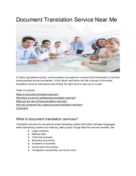Document Translation Service Near Me