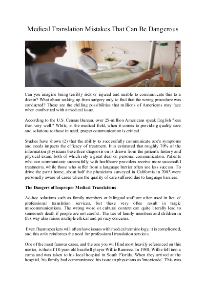 Medical Translation Mistakes That Can Be Dangerous
