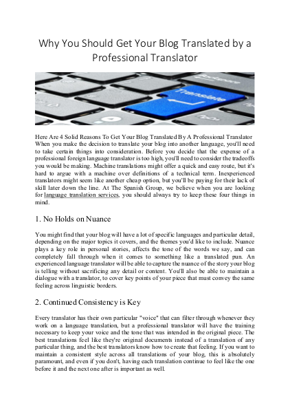 Why You Should Get Your Blog Translated by a Professional Translator