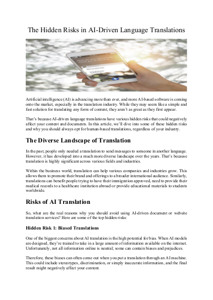 The Hidden Risks in AI-Driven Language Translations