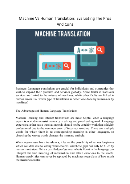 Machine Vs Human Translation: Evaluating The Pros And Cons